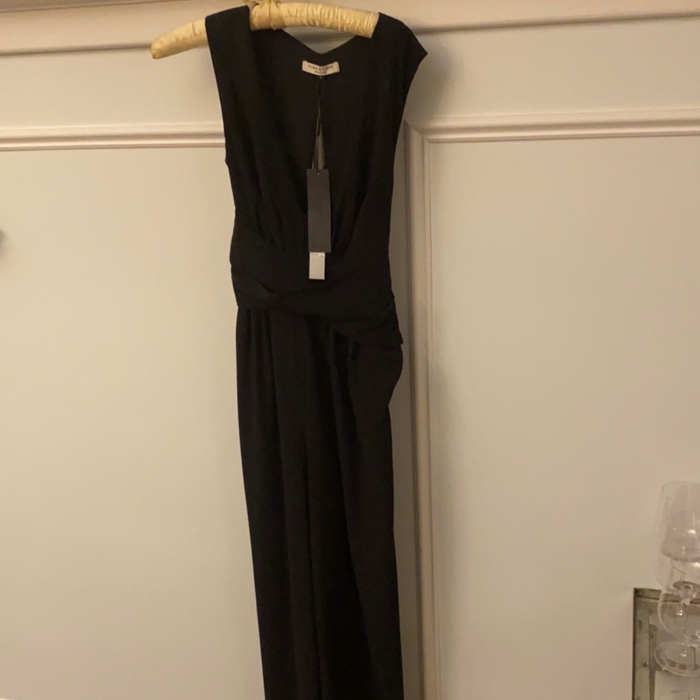 black jumpsuit with plunging v neck, never worn